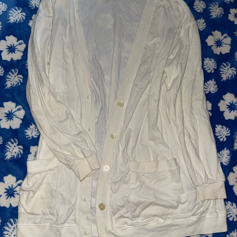Women's White Cardigan Sweater